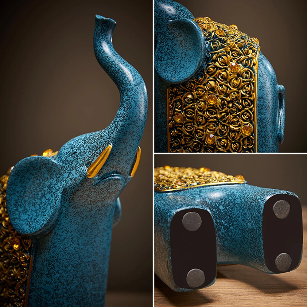 Set of 2 Resin Elephant Figurine Ornaments - Homevalley.co.uk