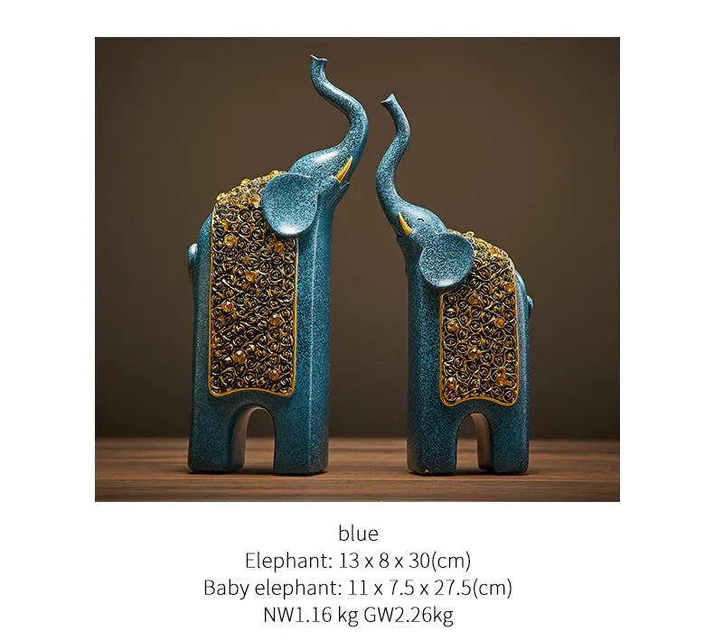 Set of 2 Resin Elephant Figurine Ornaments - Homevalley.co.uk