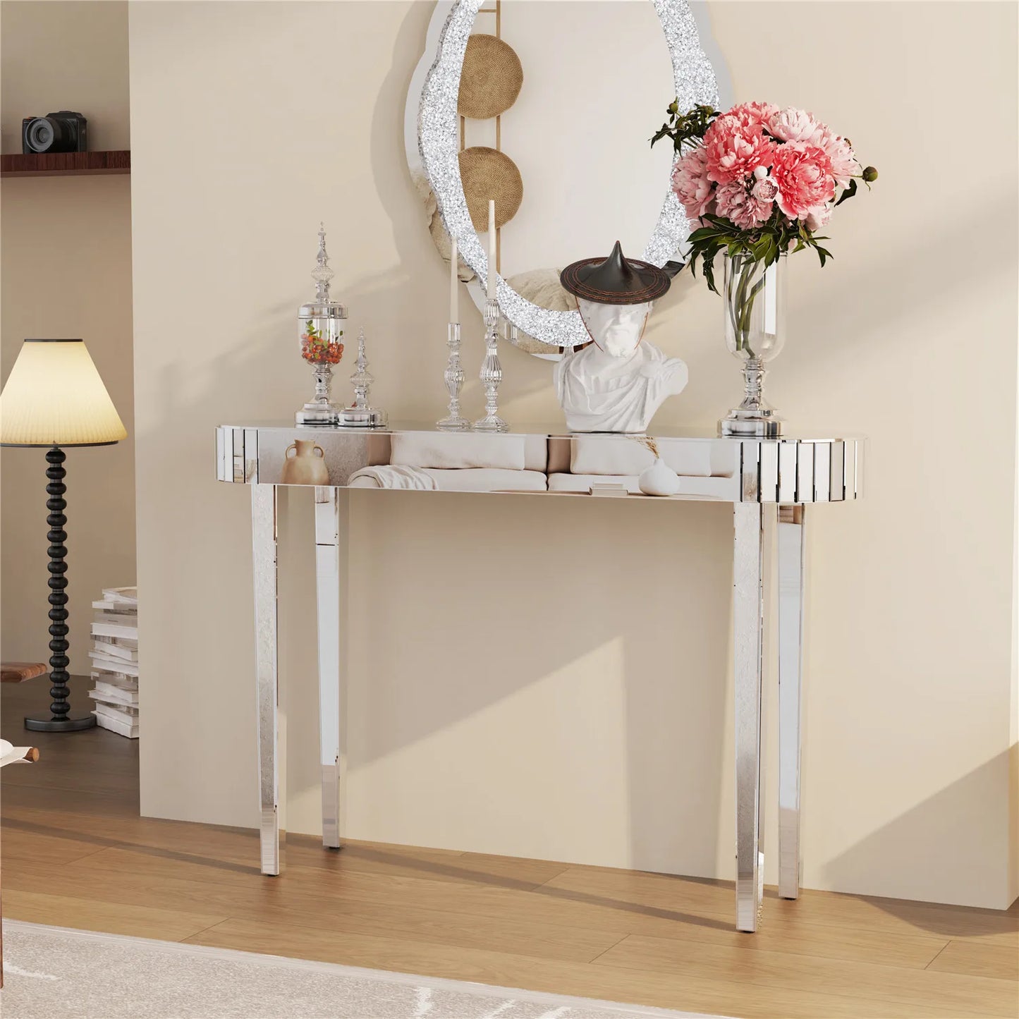 Silver Mirrored Console Table - Homevalley.co.uk
