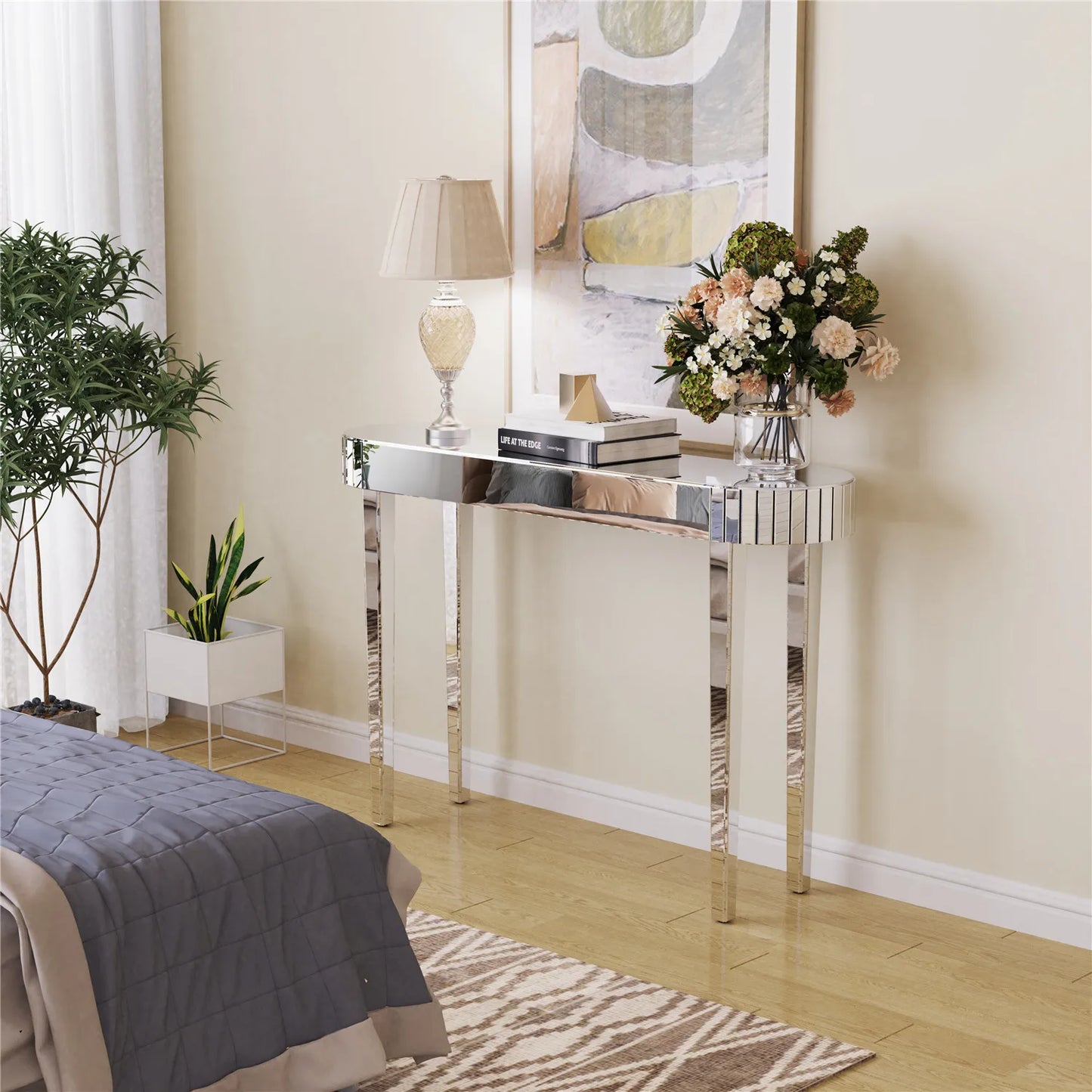 Silver Mirrored Console Table - Homevalley.co.uk