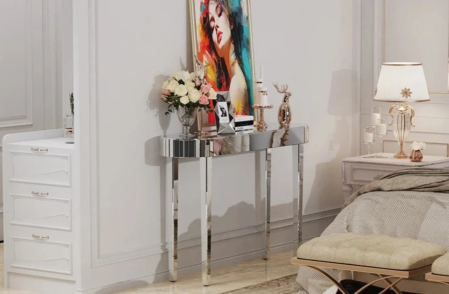 Silver Mirrored Console Table - Homevalley.co.uk