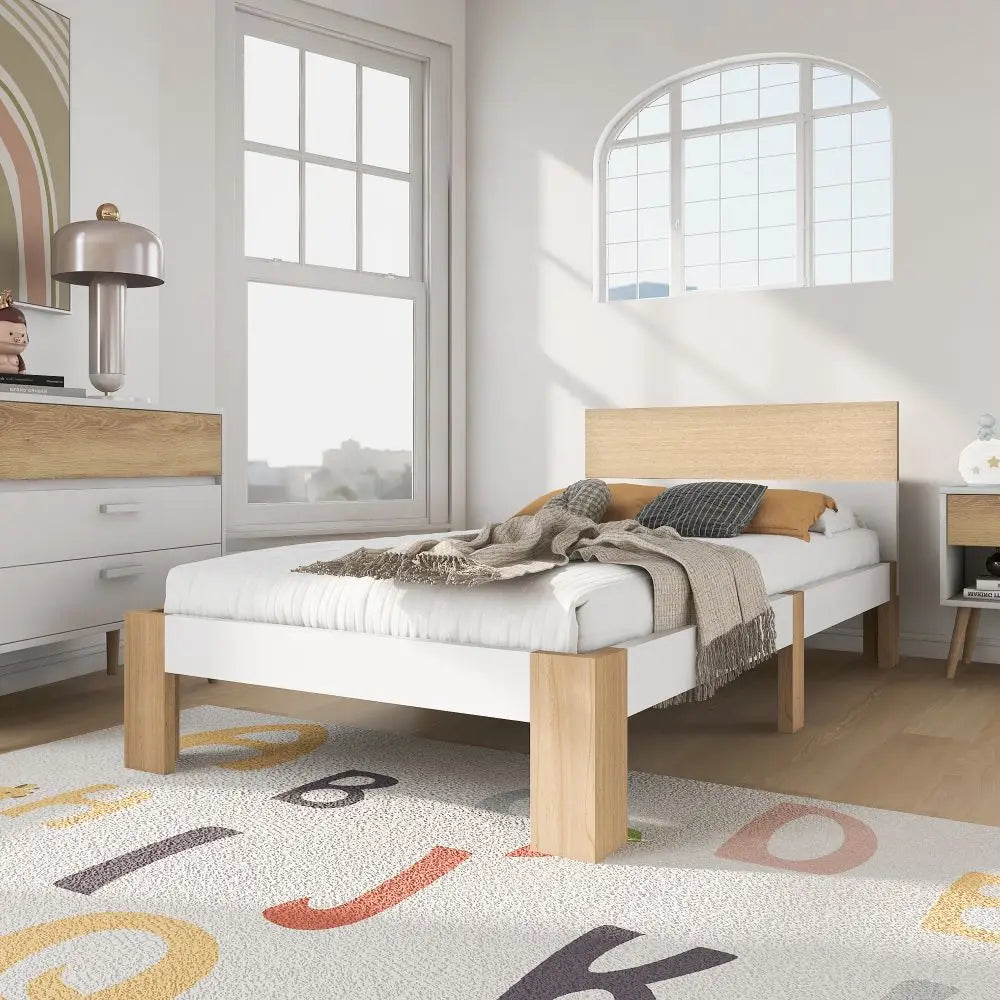 Single Double Wooden Bed Frame with Headboard - Homevalley.co.uk