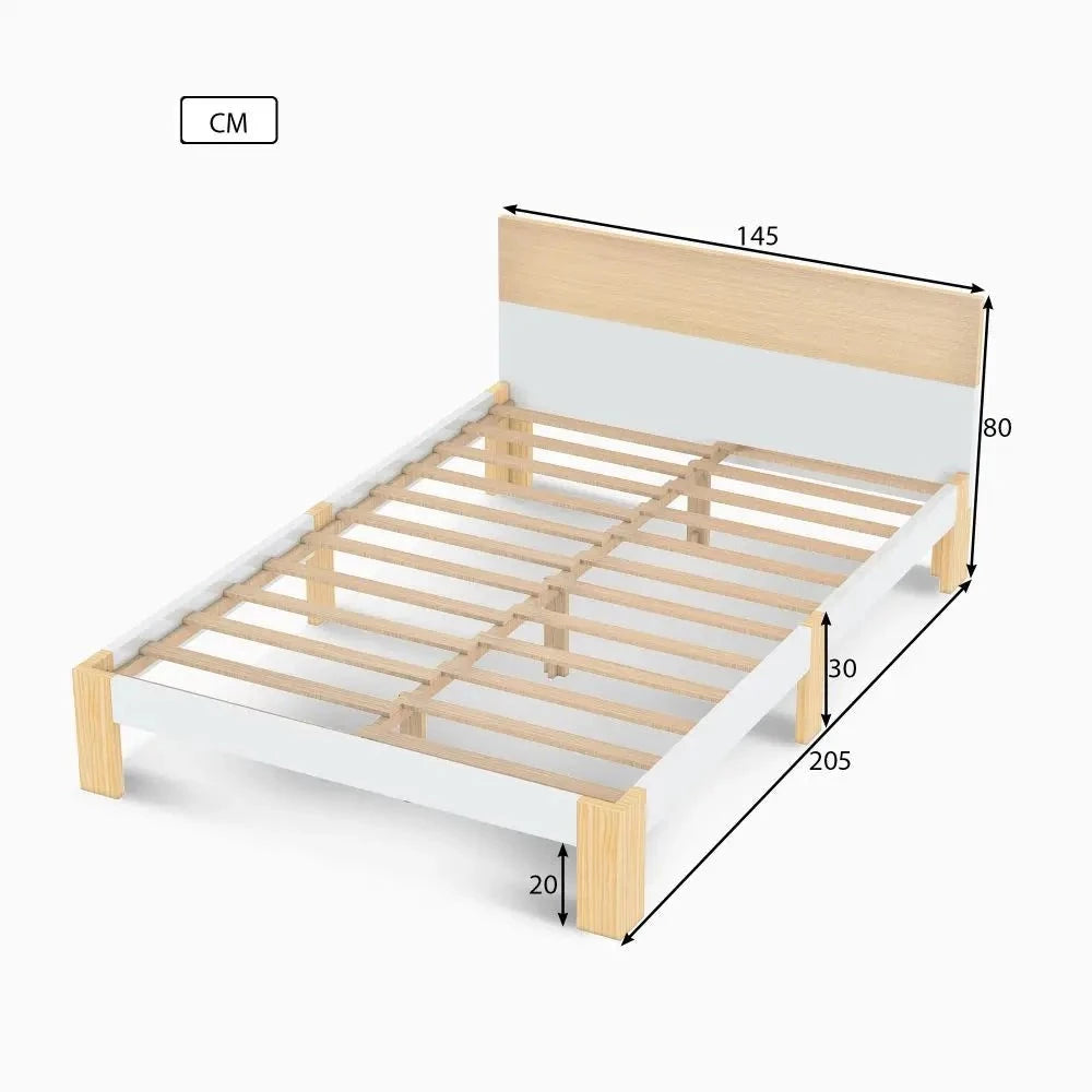 Single Double Wooden Bed Frame with Headboard - Homevalley.co.uk