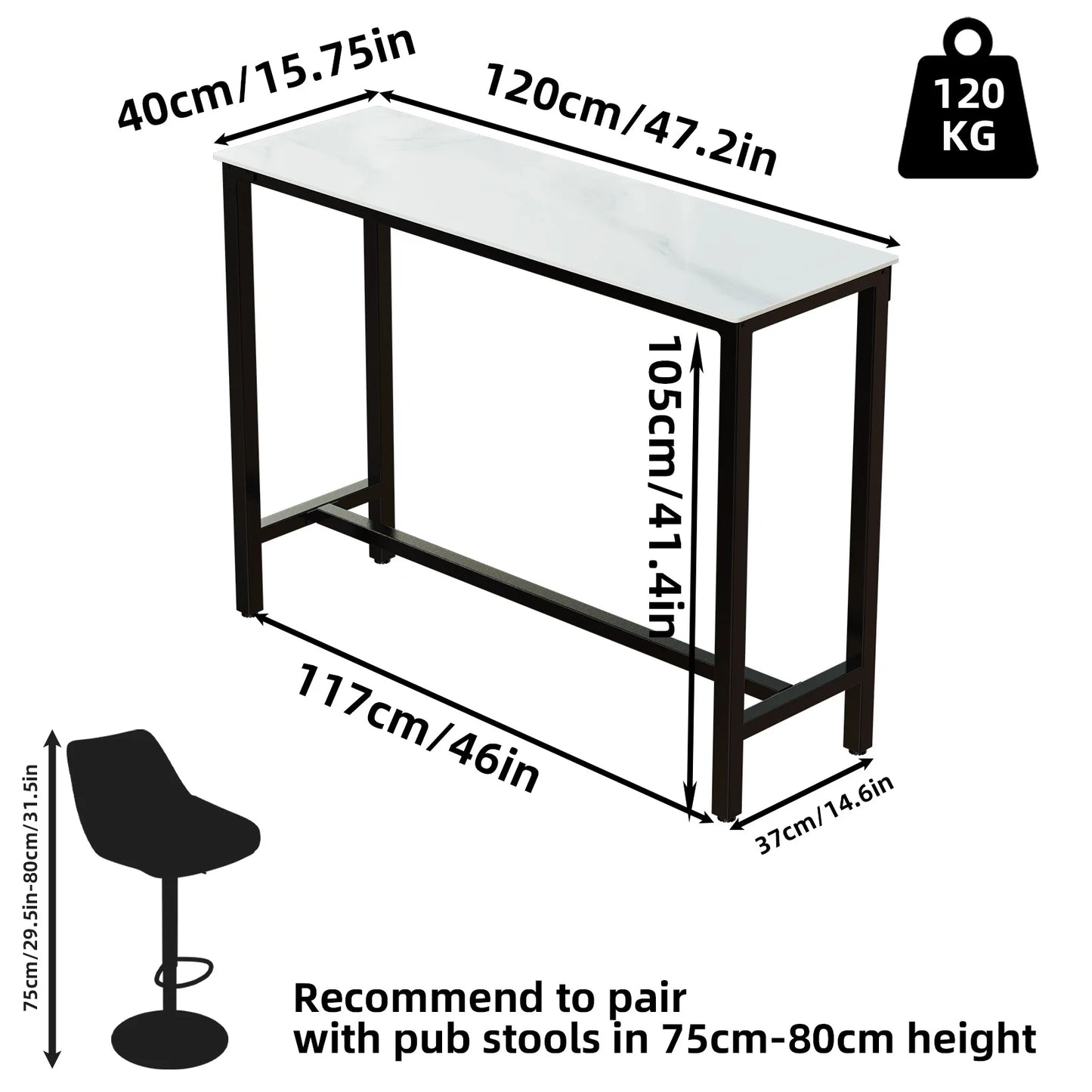 Sintered Stone High Top Table - Homevalley.co.uk