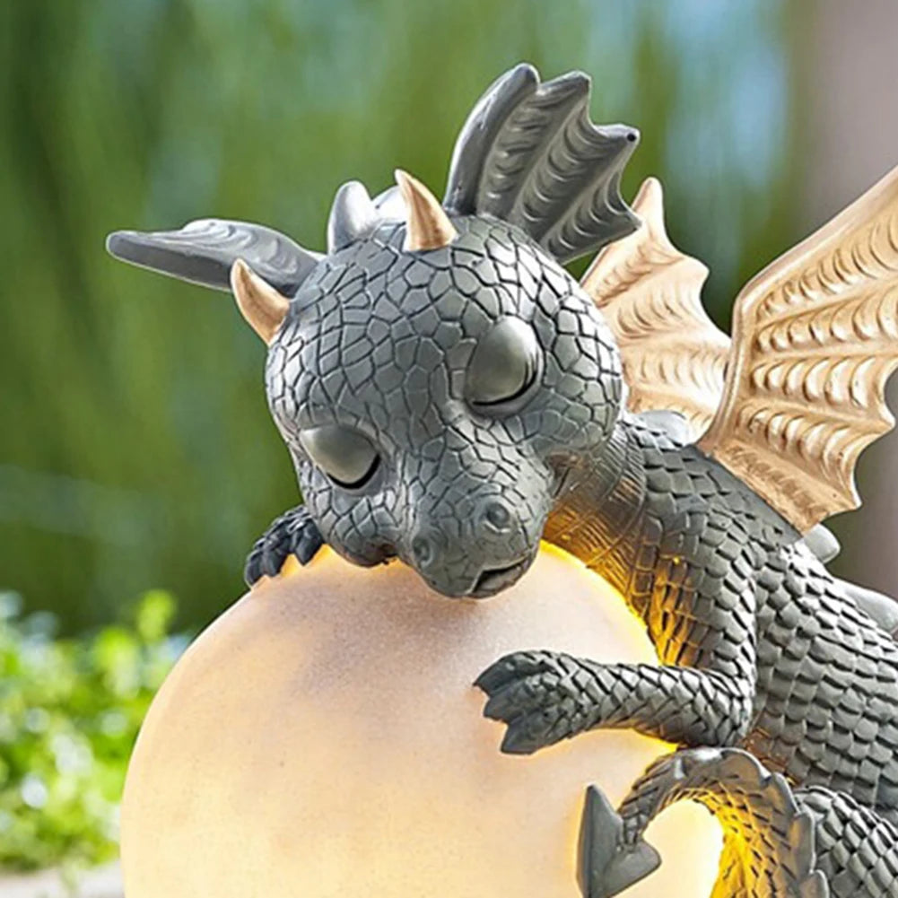Small Sleeping Dinosaur Resin Sculpture Table Lamp Night Lights, Garden Decoration - Homevalley.co.uk