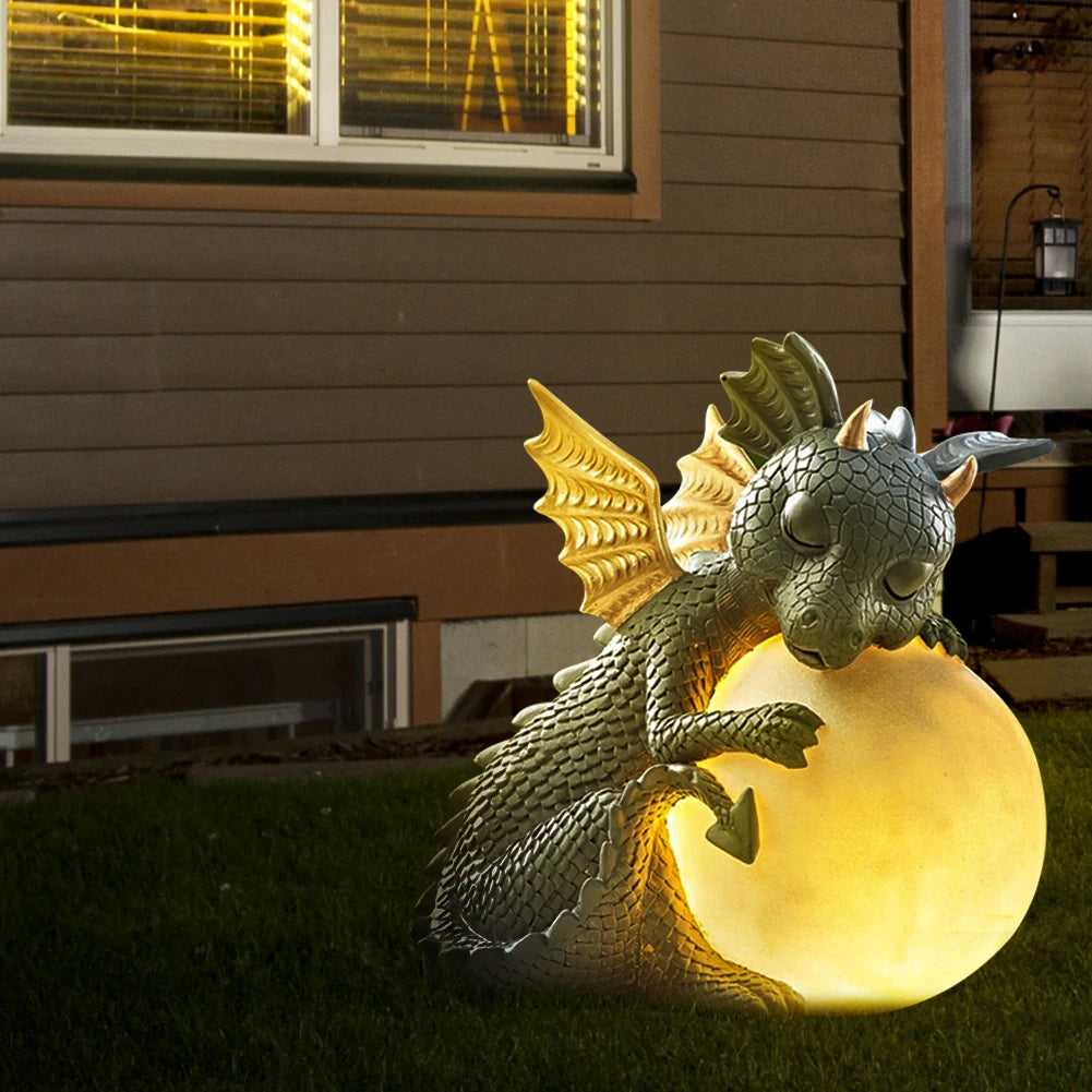 Small Sleeping Dinosaur Resin Sculpture Table Lamp Night Lights, Garden Decoration - Homevalley.co.uk