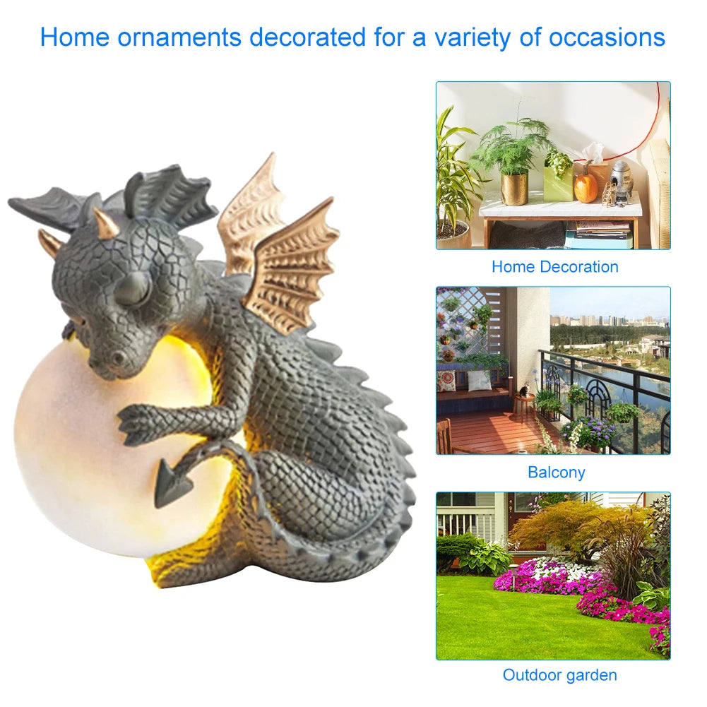 Small Sleeping Dinosaur Resin Sculpture Table Lamp Night Lights, Garden Decoration - Homevalley.co.uk