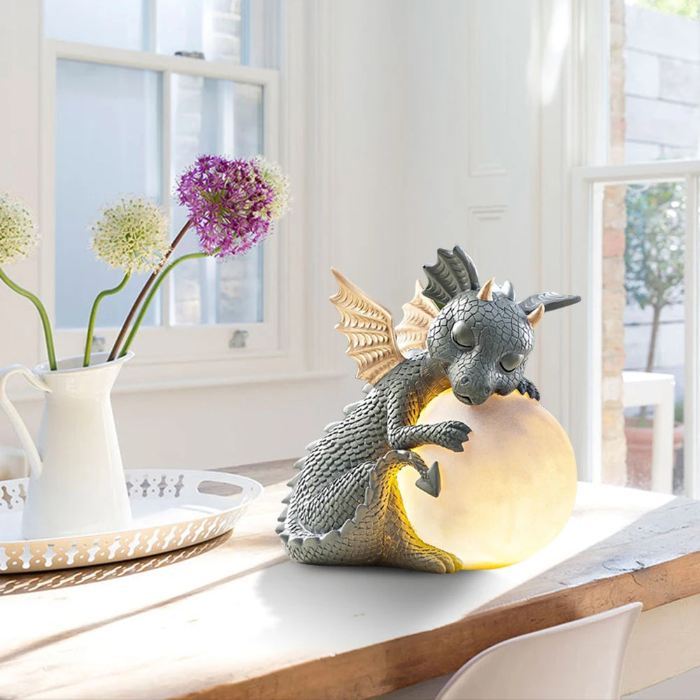Small Sleeping Dinosaur Resin Sculpture Table Lamp Night Lights, Garden Decoration - Homevalley.co.uk