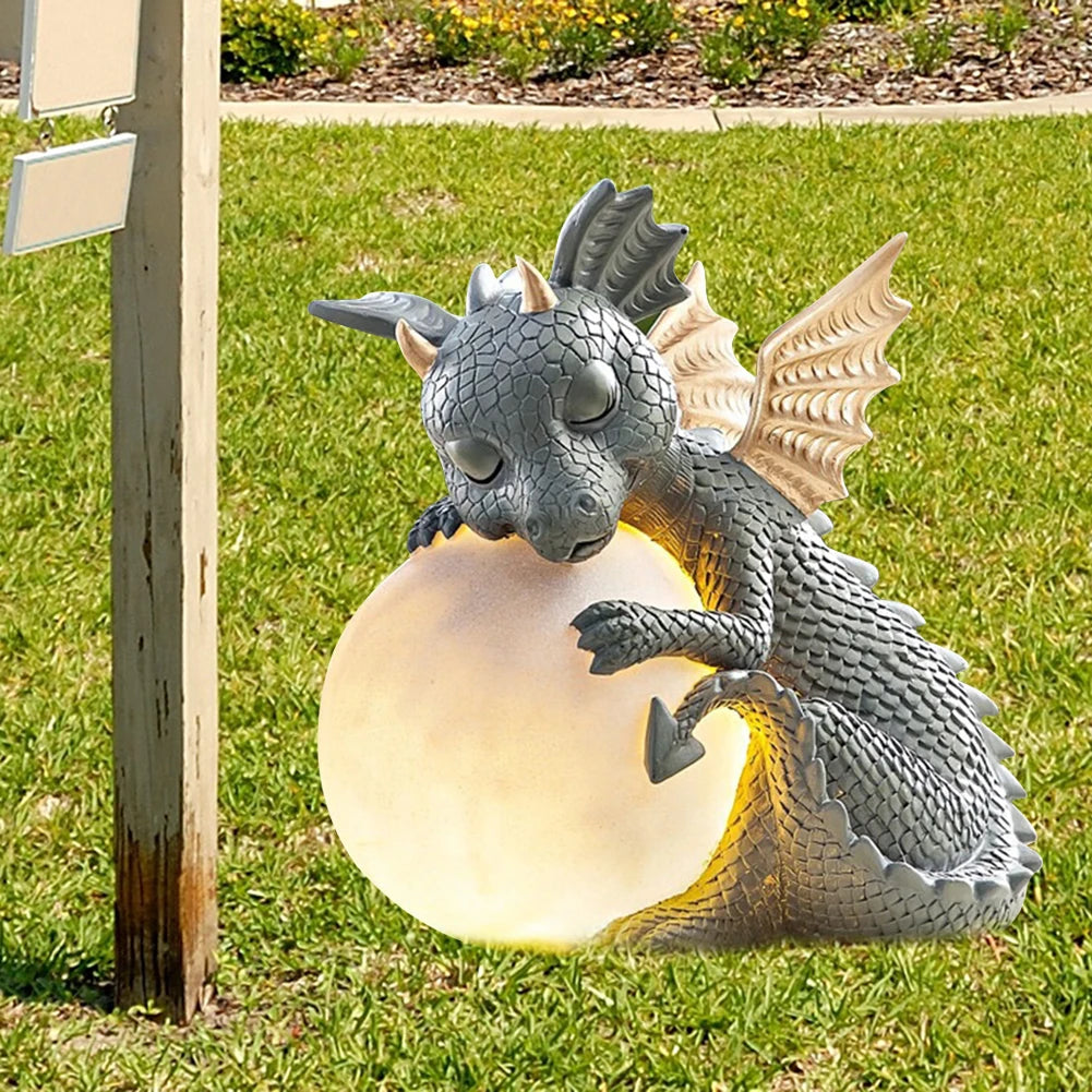 Small Sleeping Dinosaur Resin Sculpture Table Lamp Night Lights, Garden Decoration - Homevalley.co.uk