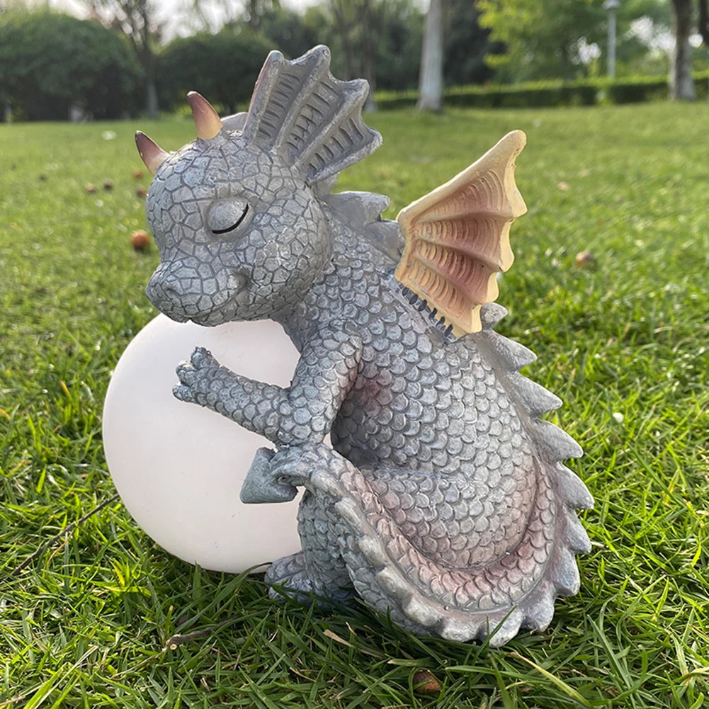 Small Sleeping Dinosaur Resin Sculpture Table Lamp Night Lights, Garden Decoration - Homevalley.co.uk