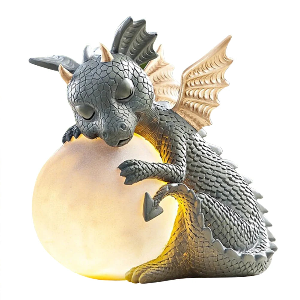 Small Sleeping Dinosaur Resin Sculpture Table Lamp Night Lights, Garden Decoration - Homevalley.co.uk