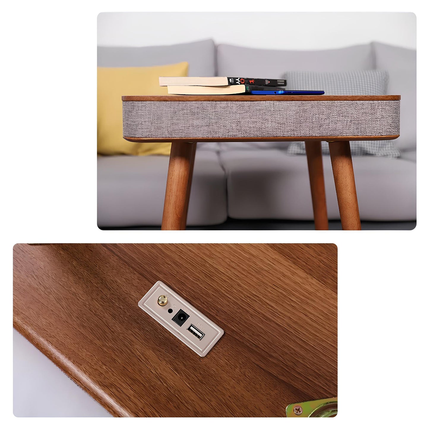 Smart Coffee Table with HIFI Bluetooth Speaker Wireless Charging Side Table - Homevalley.co.uk