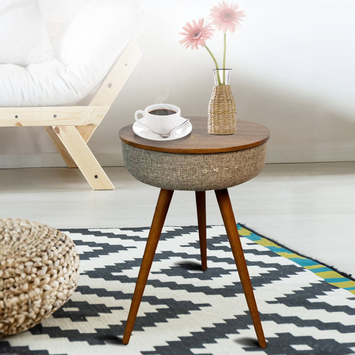 Smart Table End Table Wireless Charging Smart LED Nightstand