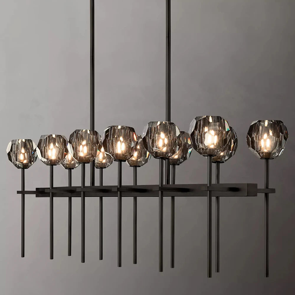 Smoky Grey Double Row Crystal Chandelier - Homevalley.co.uk