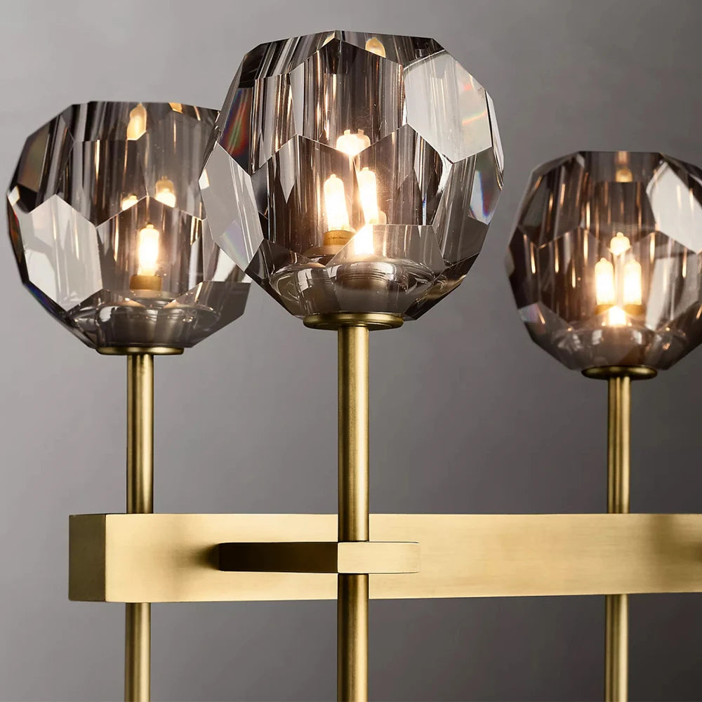 Smoky Grey Double Row Crystal Chandelier - Homevalley.co.uk