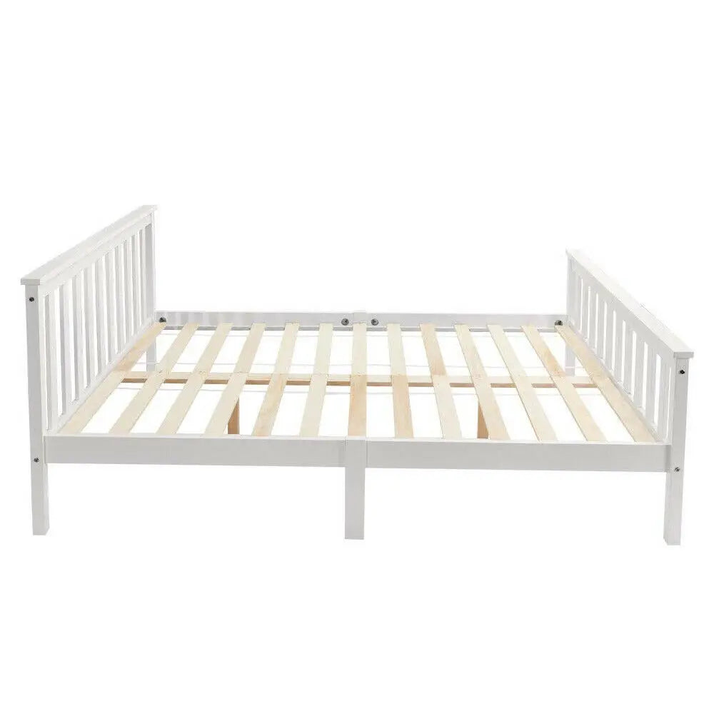Solid Pine Wood White Double Bed Frame - Homevalley.co.uk