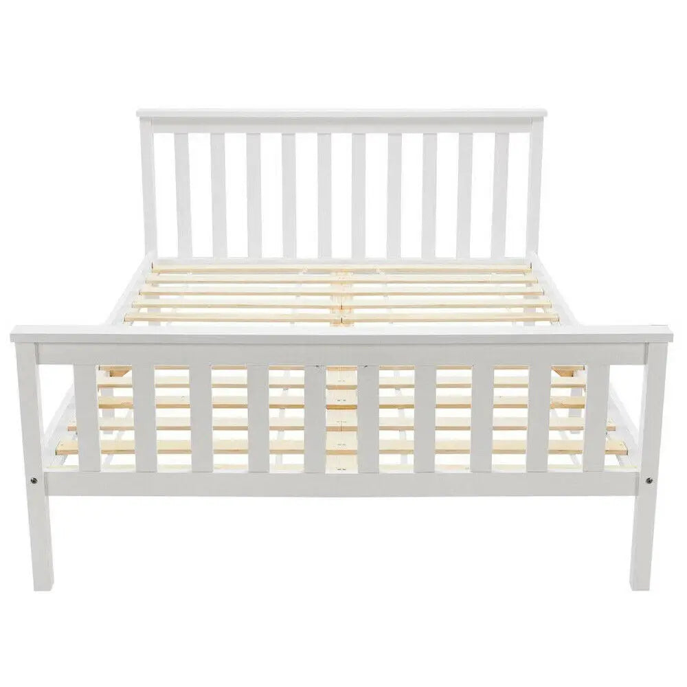 Solid Pine Wood White Double Bed Frame - Homevalley.co.uk