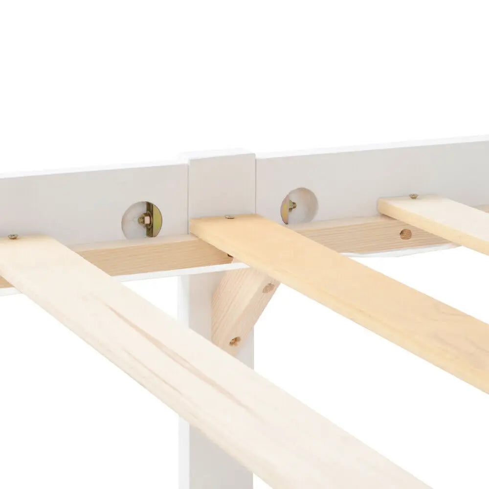 Solid Pine Wood White Double Bed Frame - Homevalley.co.uk
