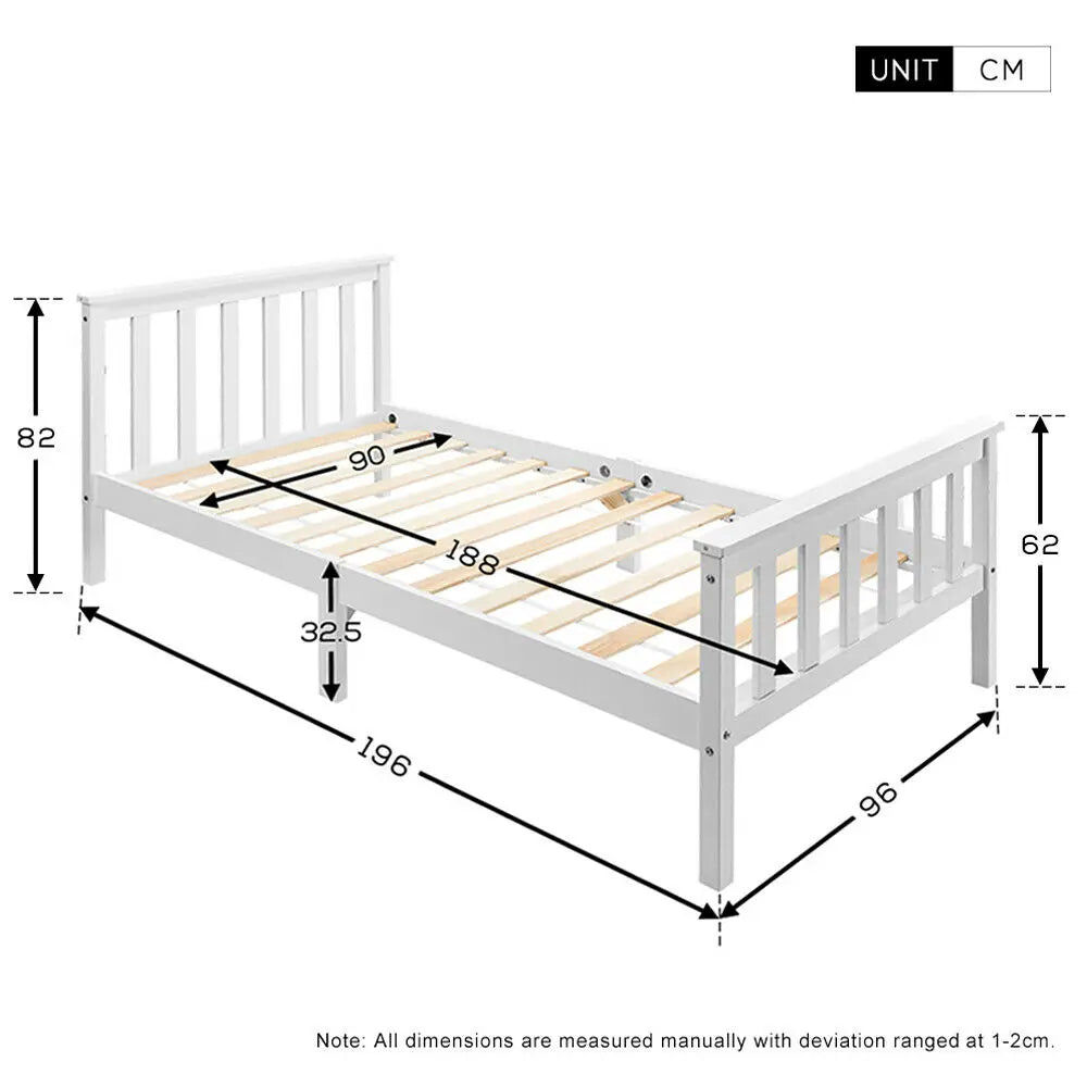 Solid Pine Wood White Single Bed Frame - Homevalley.co.uk