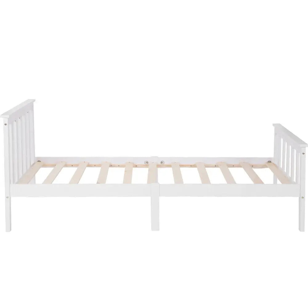 Solid Pine Wood White Single Bed Frame - Homevalley.co.uk