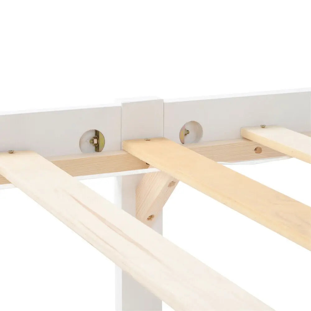Solid Pine Wood White Single Bed Frame - Homevalley.co.uk