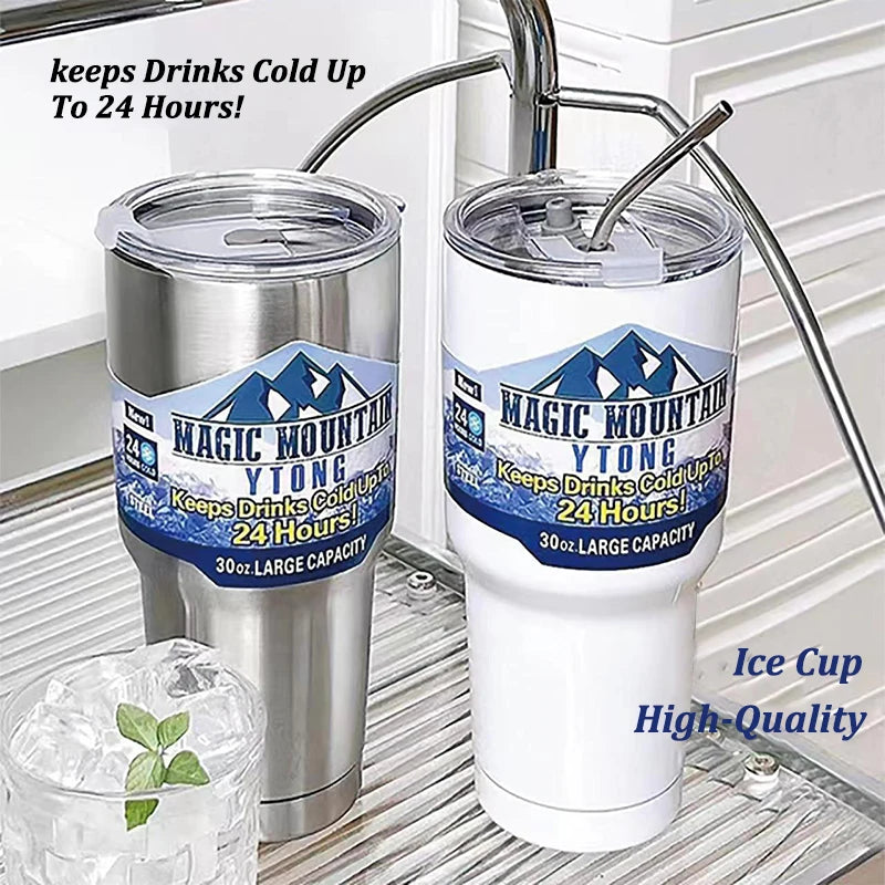 Stainless Steel Freeze Thermos with Straw Vacuum Insulated Cup - Homevalley.co.uk