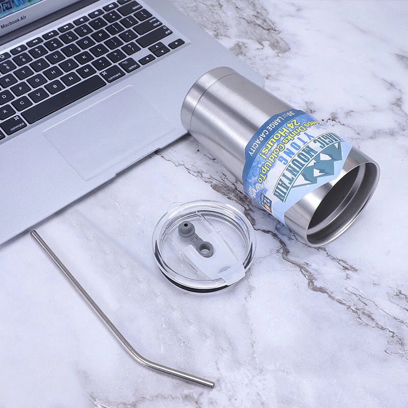 Stainless Steel Freeze Thermos with Straw Vacuum Insulated Cup - Homevalley.co.uk
