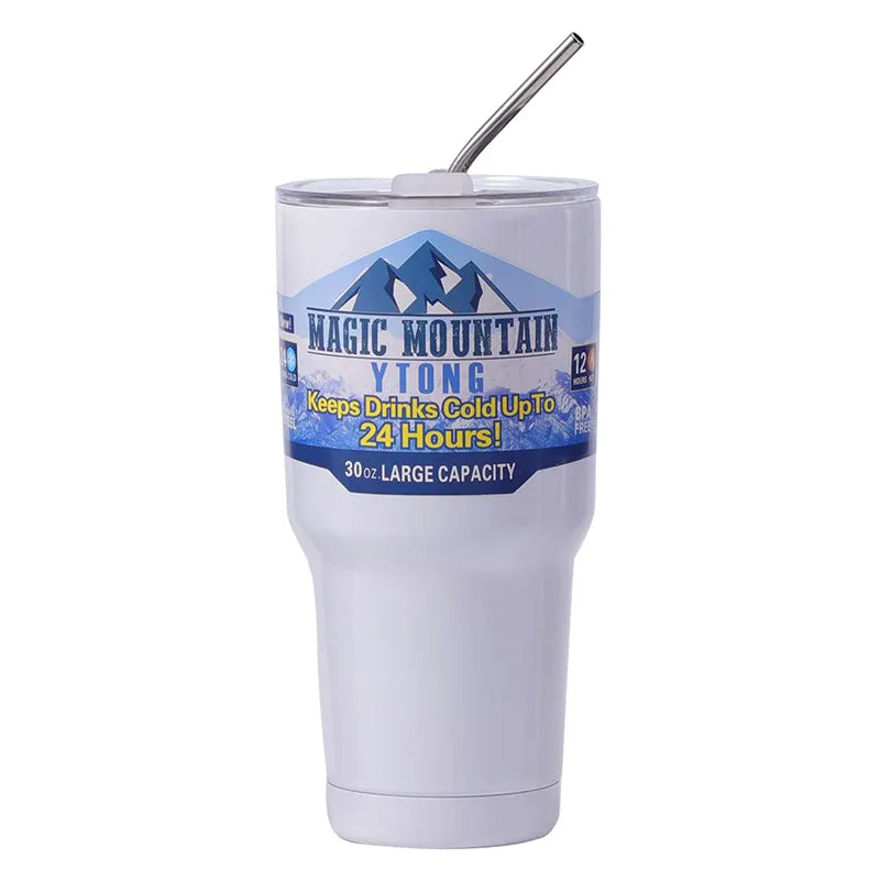 Stainless Steel Freeze Thermos with Straw Vacuum Insulated Cup - Homevalley.co.uk