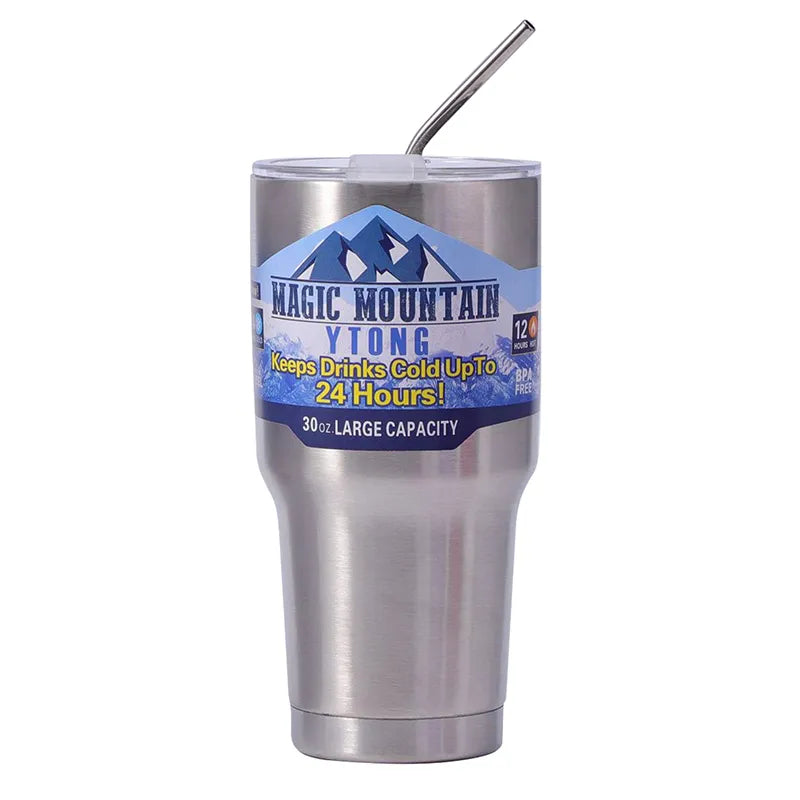 Stainless Steel Freeze Thermos with Straw Vacuum Insulated Cup - Homevalley.co.uk