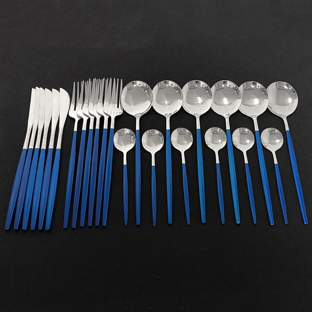 Stainless Steel Gold Cutlery 24Pcs/Set - Homevalley.co.uk