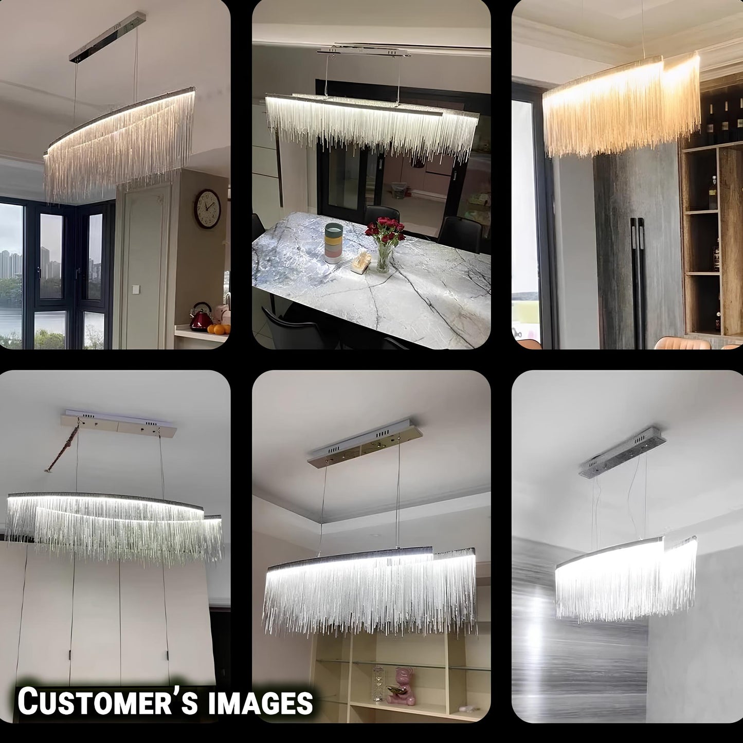 Stainless Steel Tasseled Pendant Chandelier - Homevalley.co.uk