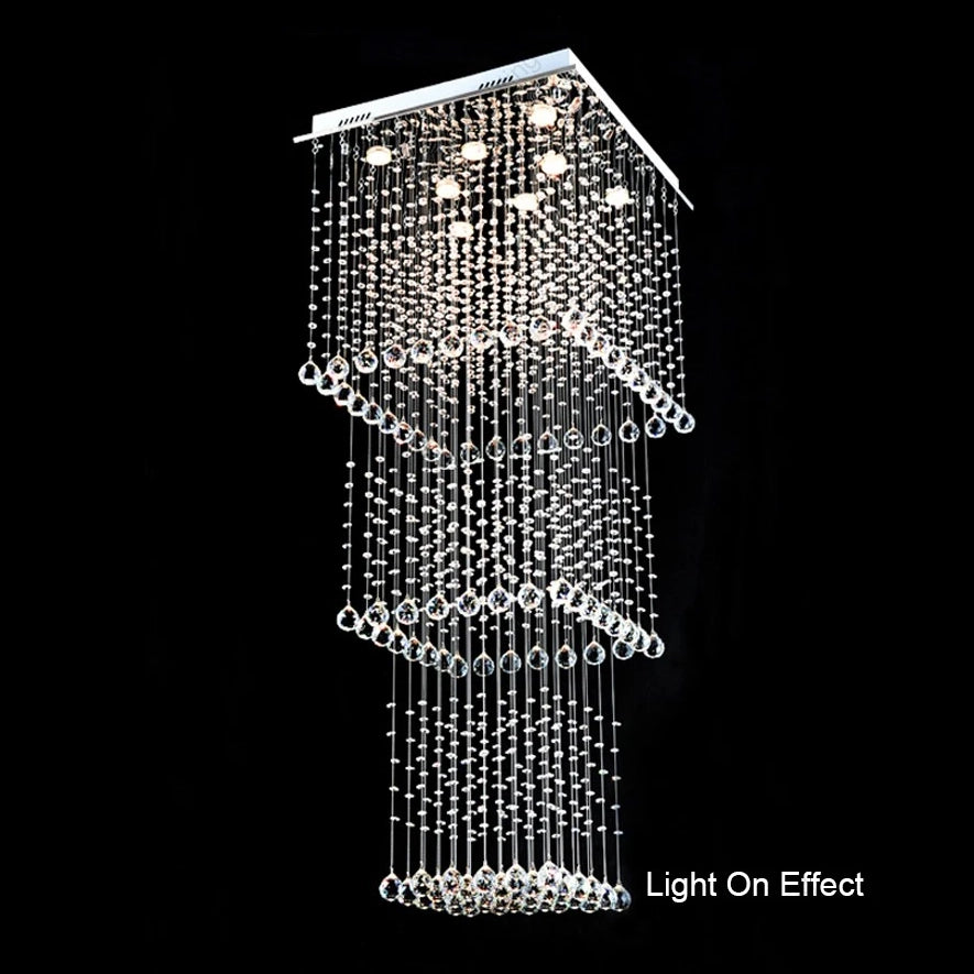 Teardrop Shape Translucent Luxury Crystal Long Staircase Chandelier - Homevalley.co.uk