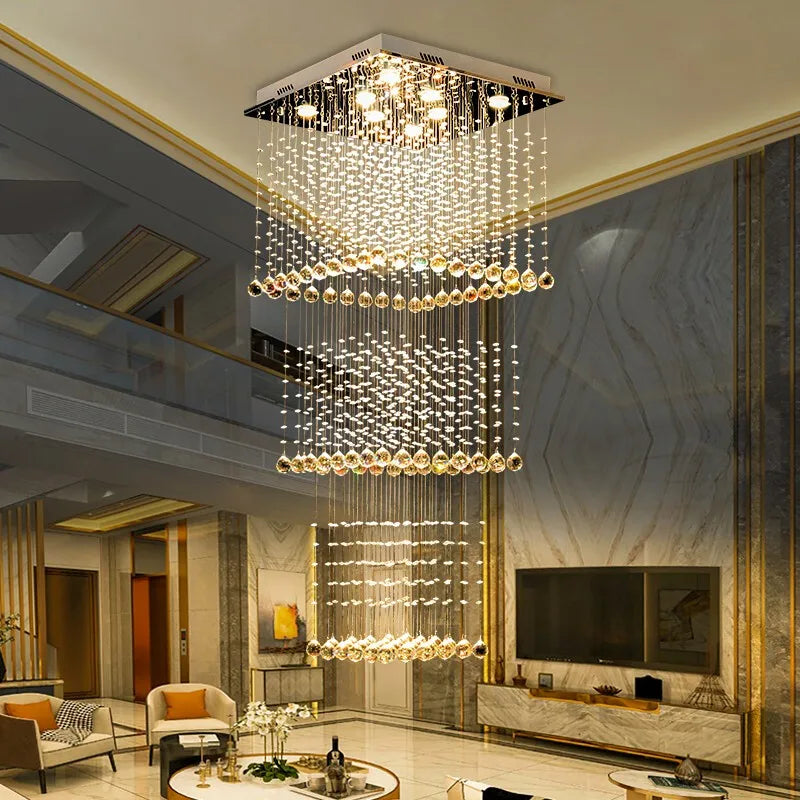 Teardrop Shape Translucent Luxury Crystal Long Staircase Chandelier - Homevalley.co.uk