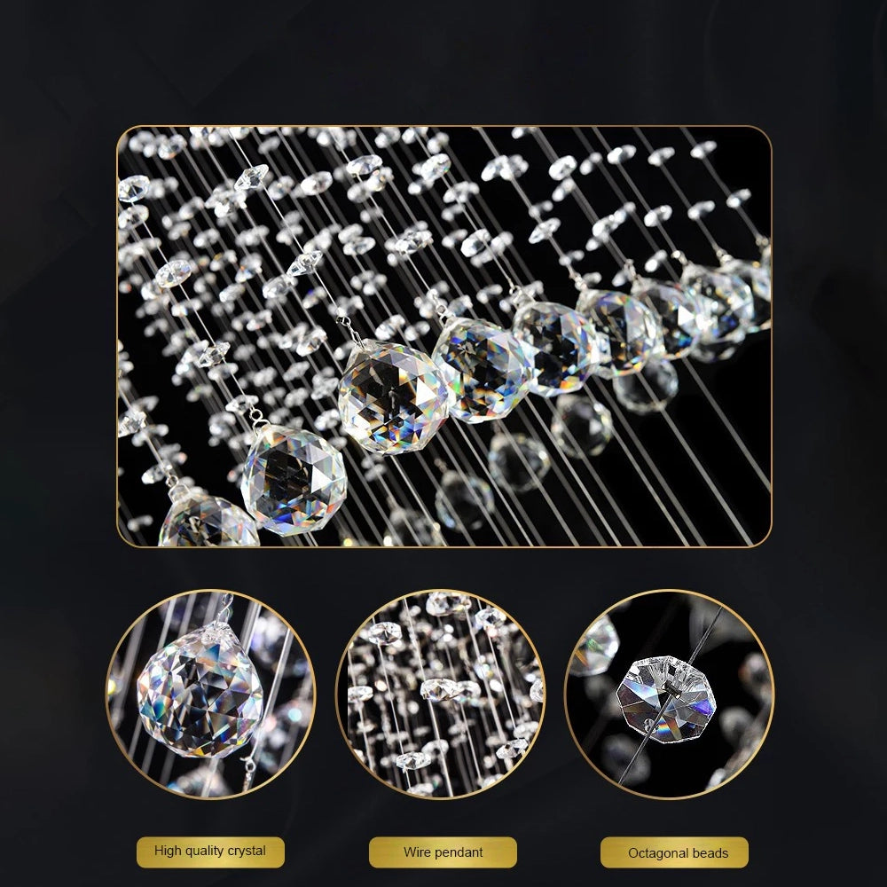 Teardrop Shape Translucent Luxury Crystal Long Staircase Chandelier - Homevalley.co.uk