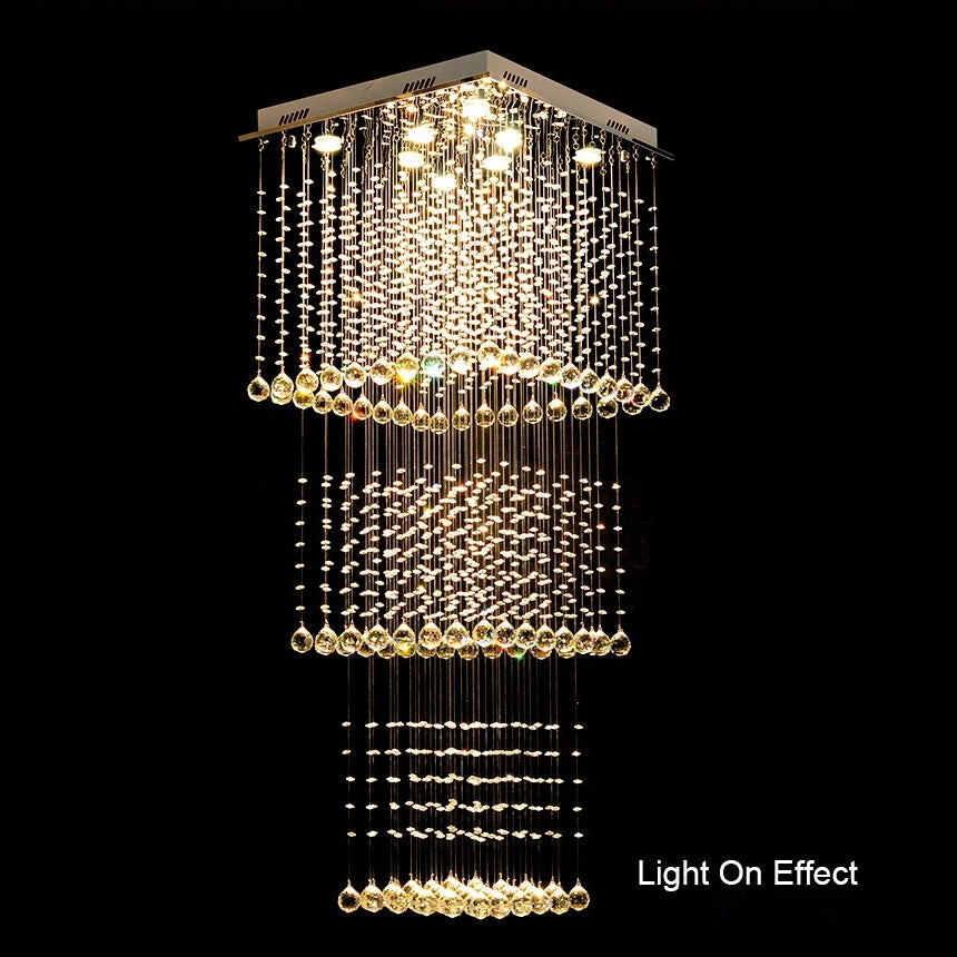 Teardrop Shape Translucent Luxury Crystal Long Staircase Chandelier - Homevalley.co.uk