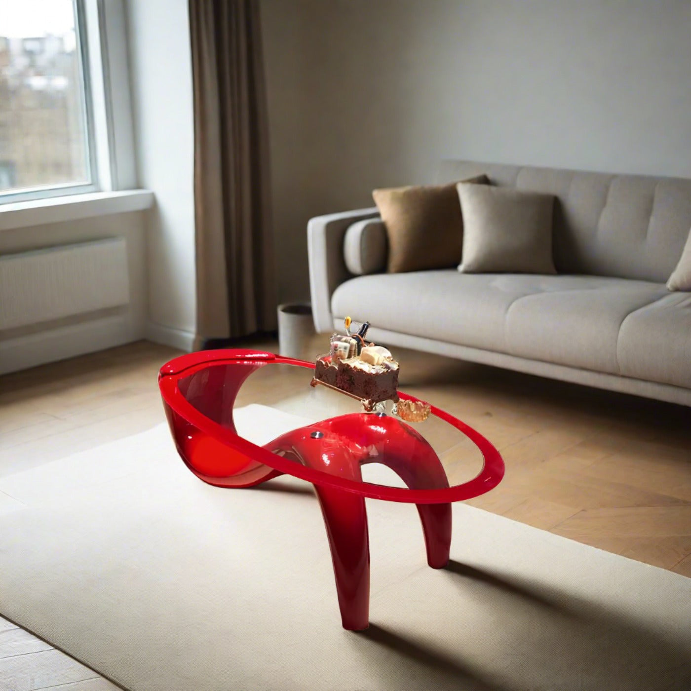 Tempered Glass Oval Minimalist Fashion Coffee Table - Homevalley.co.uk
