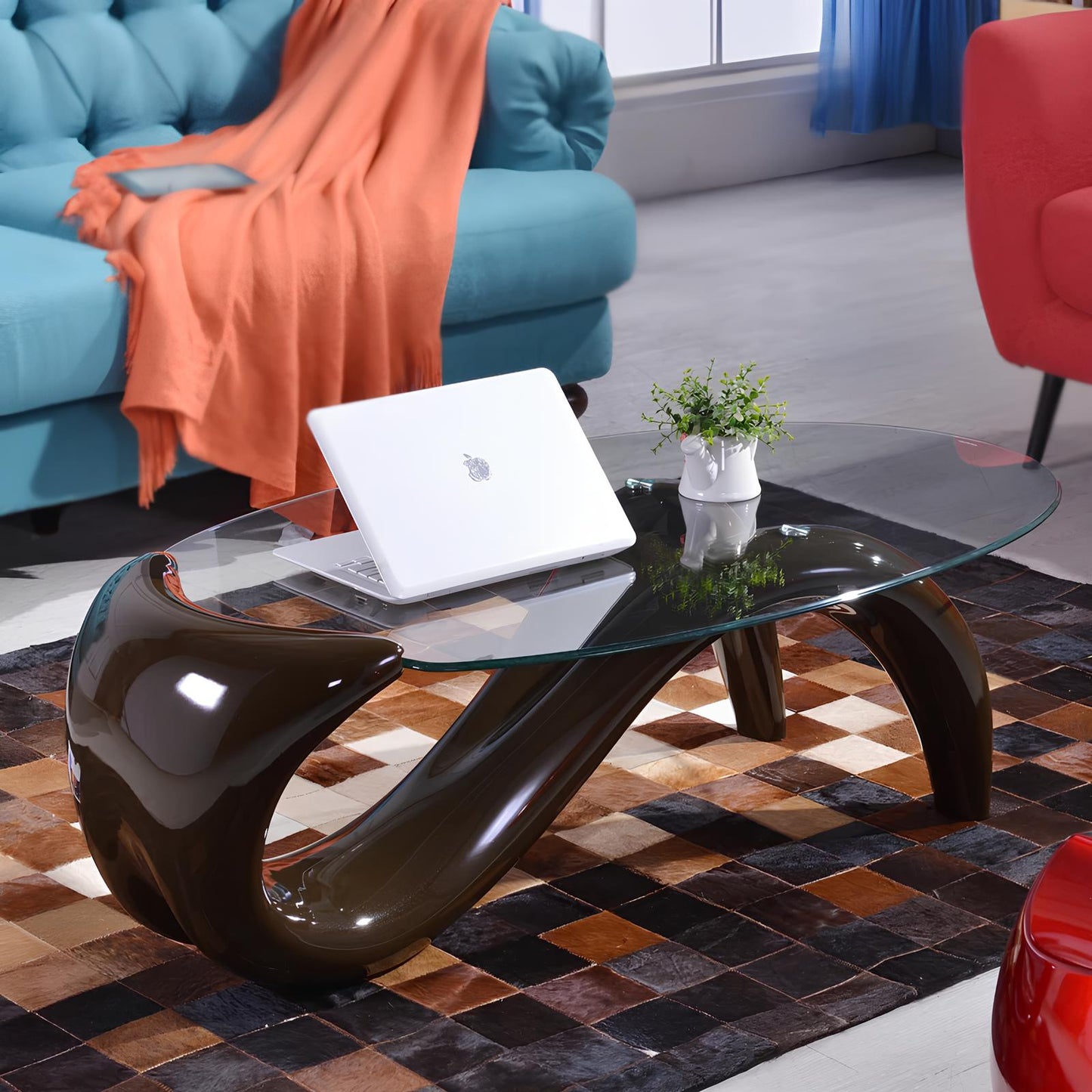 Tempered Glass Oval Minimalist Fashion Coffee Table - Homevalley.co.uk