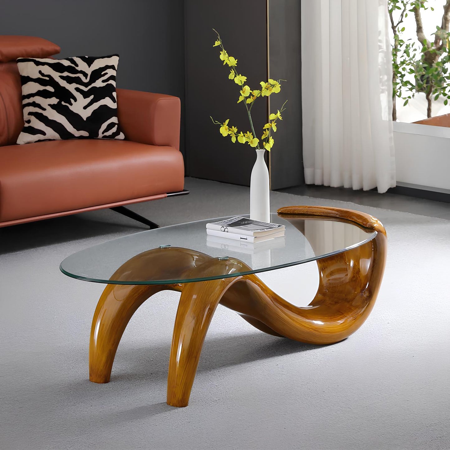 Tempered Glass Oval Minimalist Fashion Coffee Table - Homevalley.co.uk
