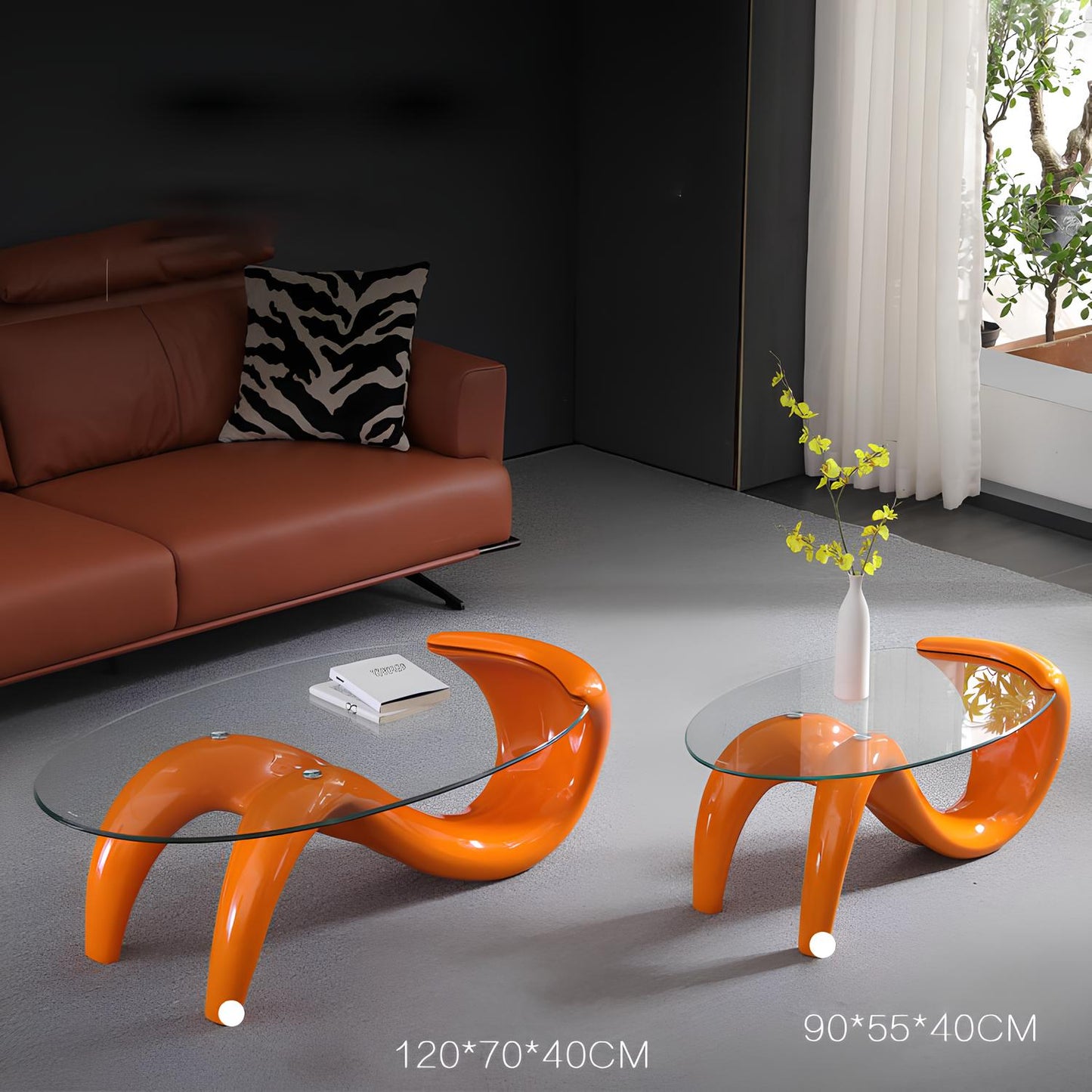 Tempered Glass Oval Minimalist Fashion Coffee Table - Homevalley.co.uk