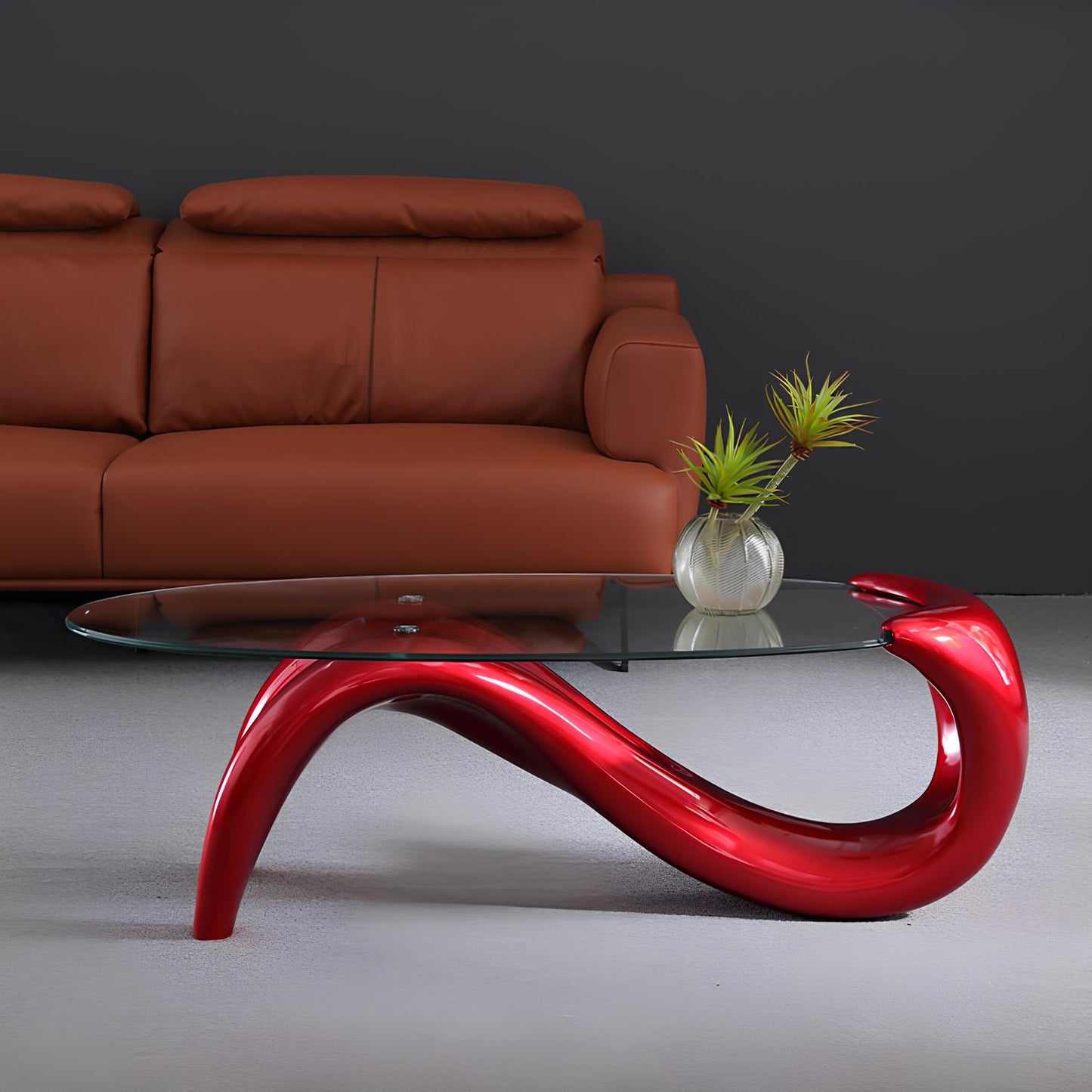Tempered Glass Oval Minimalist Fashion Coffee Table - Homevalley.co.uk
