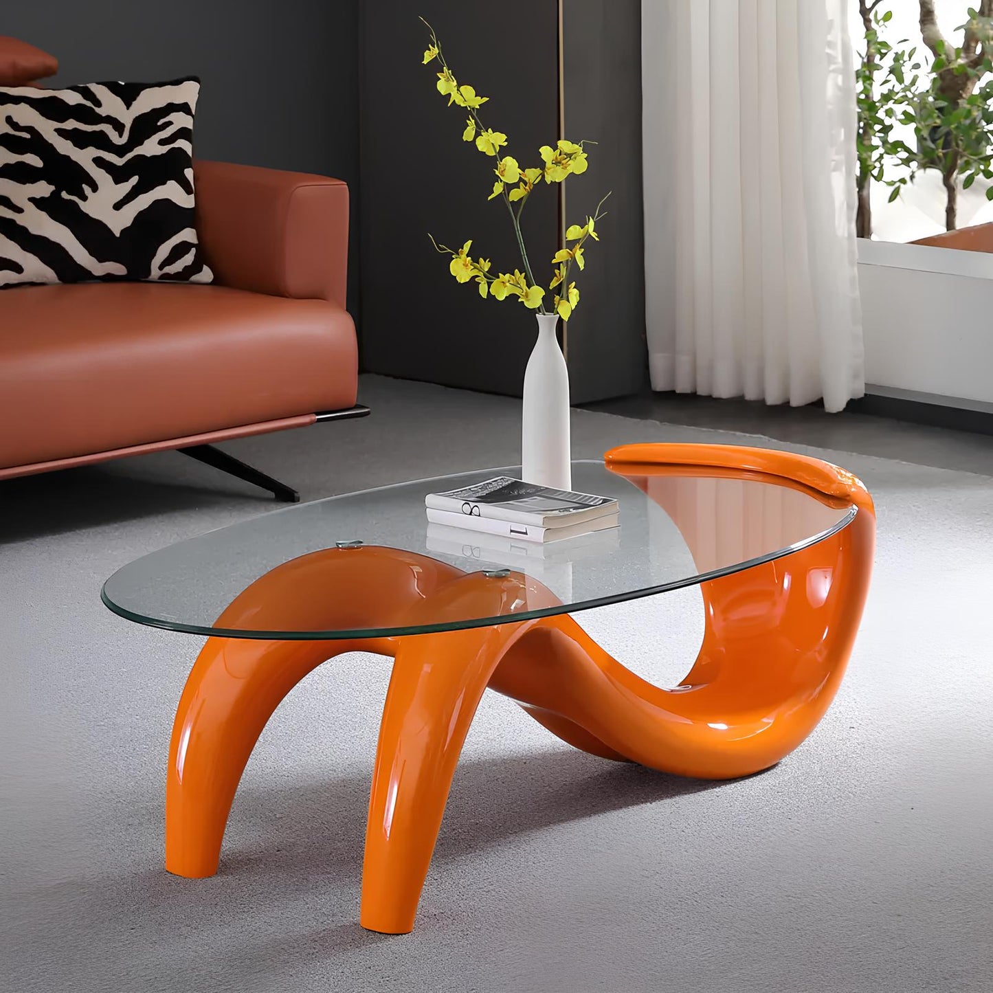 Tempered Glass Oval Minimalist Fashion Coffee Table - Homevalley.co.uk