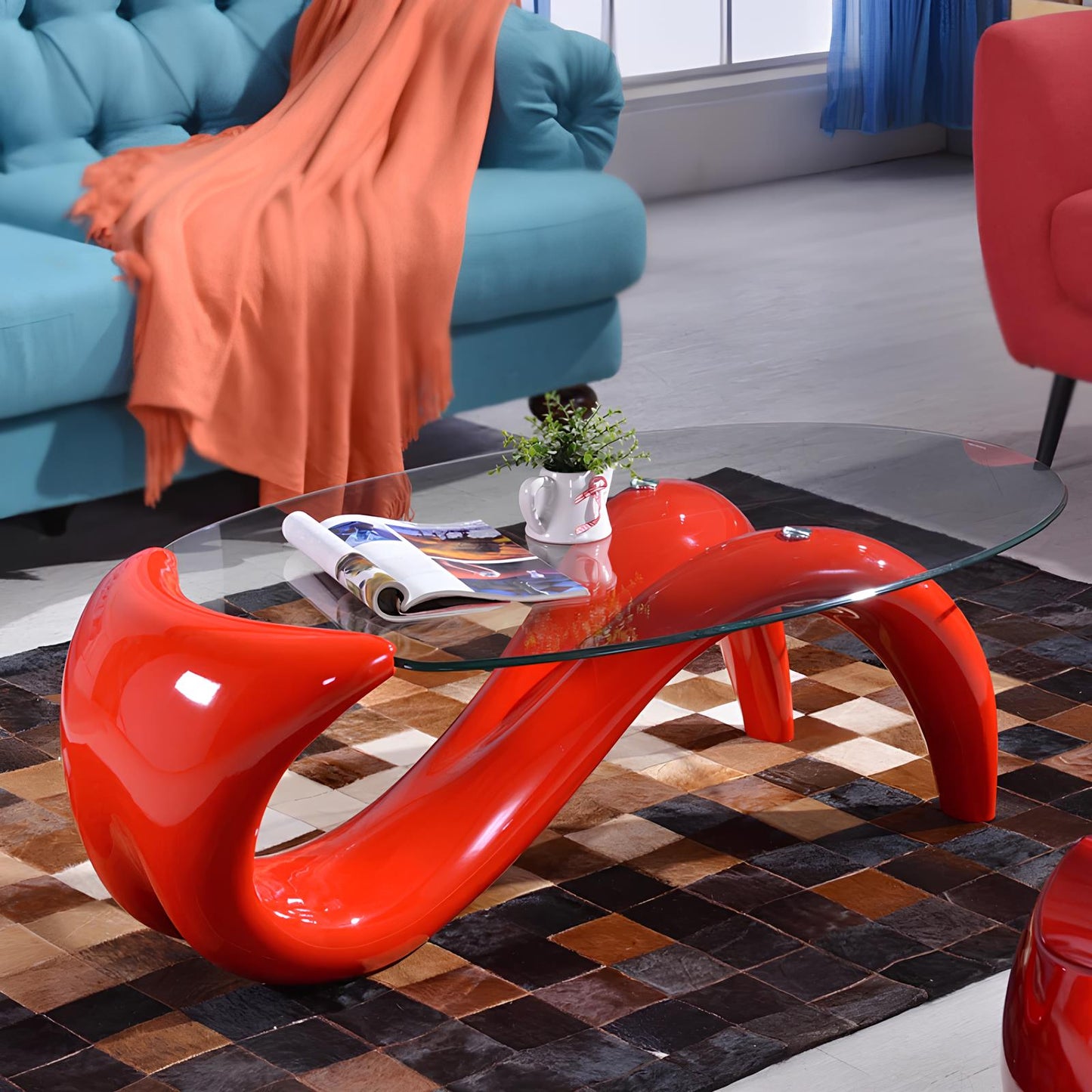 Tempered Glass Oval Minimalist Fashion Coffee Table - Homevalley.co.uk