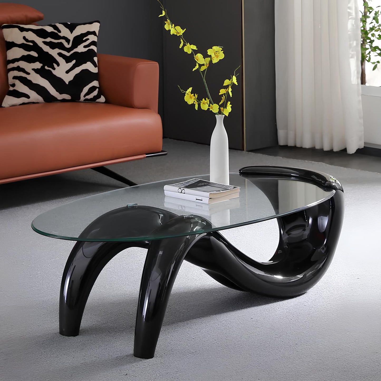 Tempered Glass Oval Minimalist Fashion Coffee Table - Homevalley.co.uk