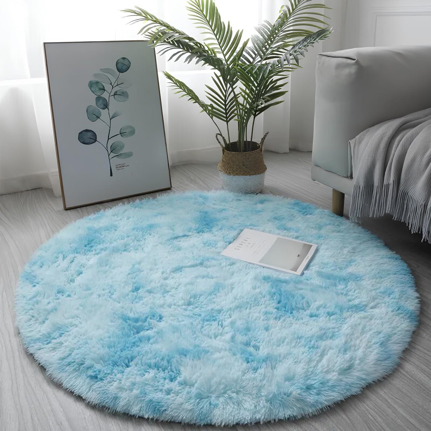 Thick Pile Fluffy White Super Soft Plush Round Rug Mat Carpet - Homevalley.co.uk