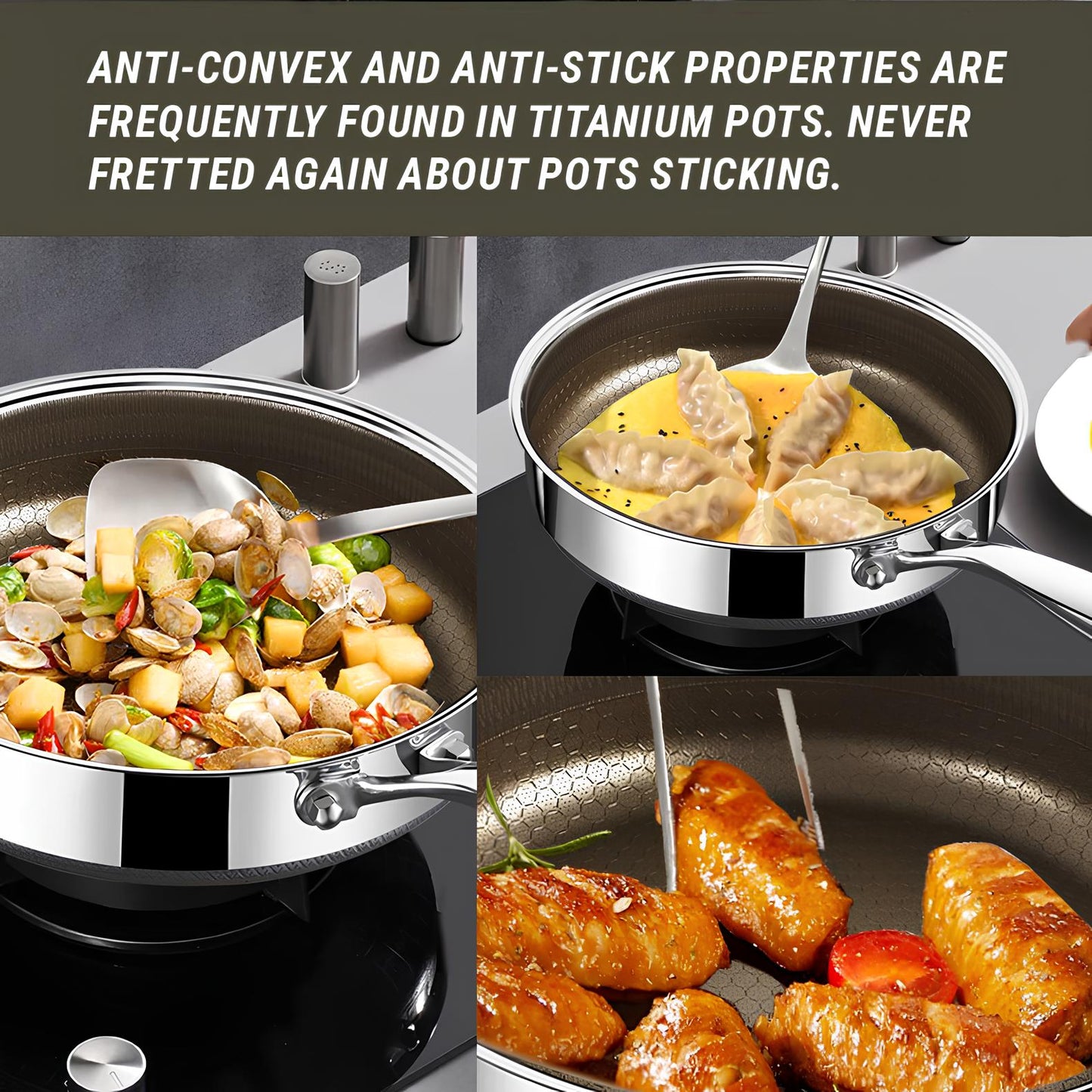 Titanium 316 Stainless Steel Non Stick Frying Pan - Homevalley.co.uk