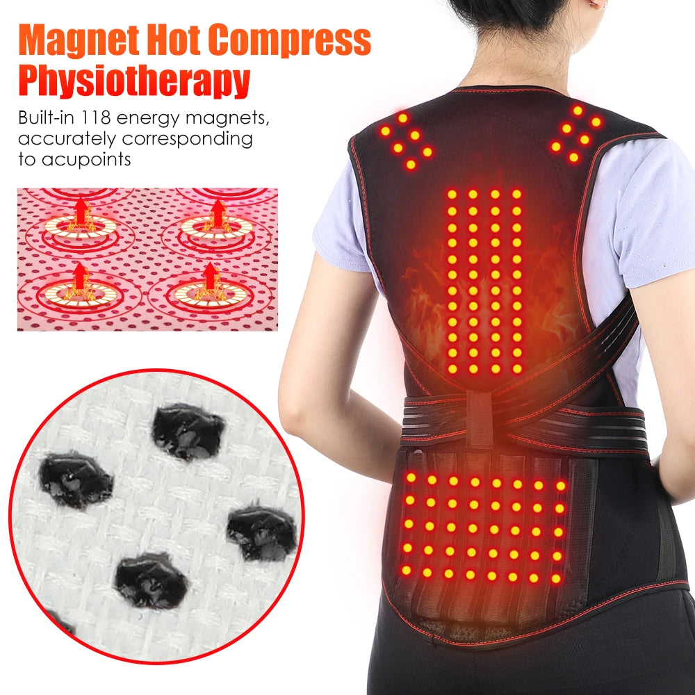 Tourmaline Magnetic Self-Heating Thermal Vest, Waist Brace, Lumbar Pad, Corset, Pain Relief - Homevalley.co.uk