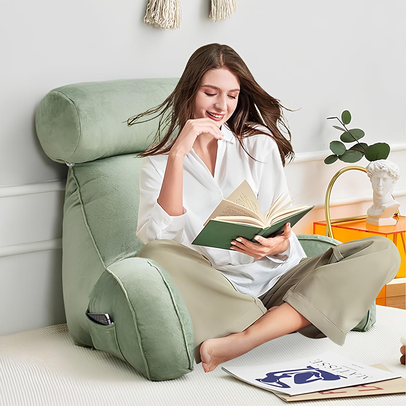 Ultra Soft Memory Foam Reading Pillow Office Sofa Bedside Back Cushion, Lumbar Support, Backrest - Homevalley.co.uk