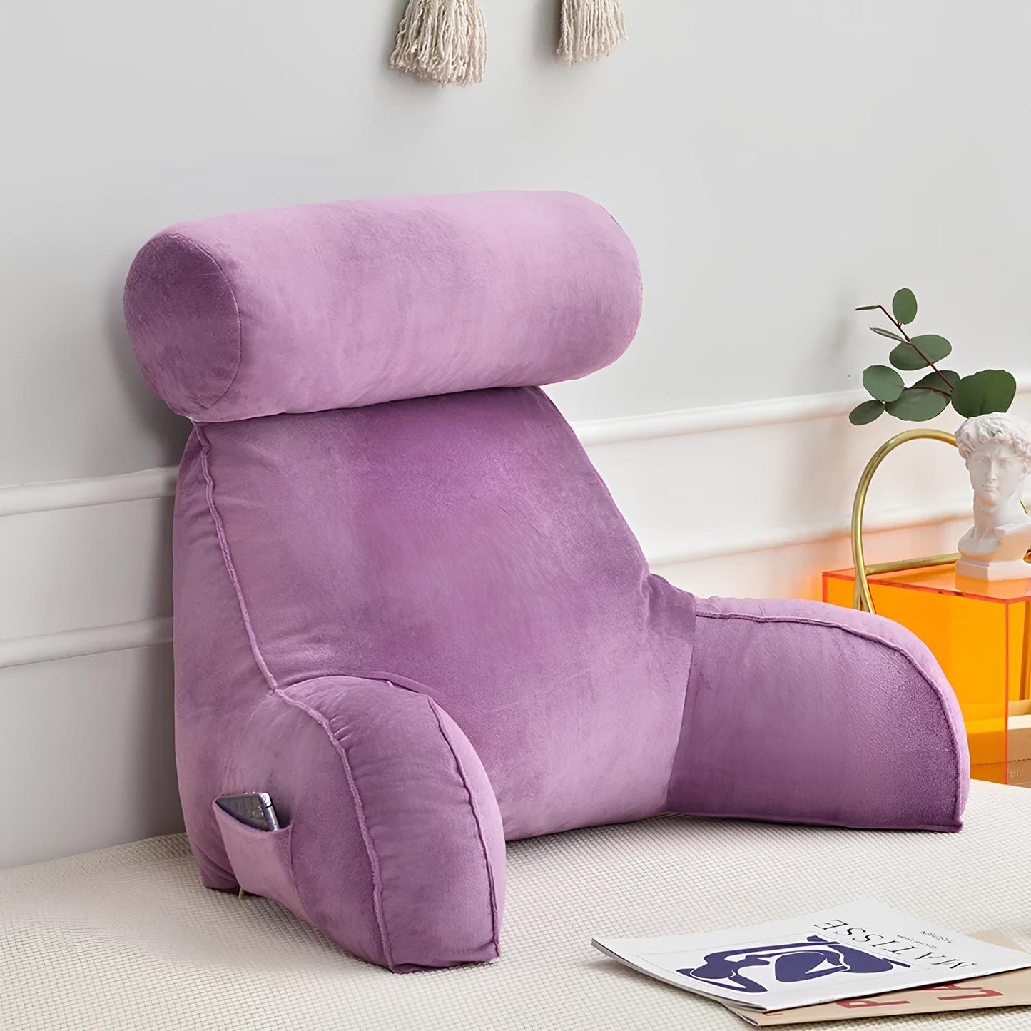 Ultra Soft Memory Foam Reading Pillow Office Sofa Bedside Back Cushion, Lumbar Support, Backrest - Homevalley.co.uk