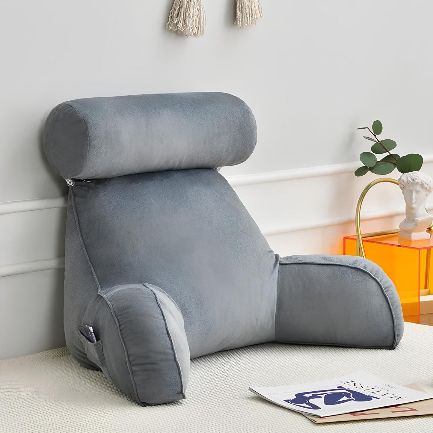 Ultra Soft Memory Foam Reading Pillow Office Sofa Bedside Back Cushion, Lumbar Support, Backrest - Homevalley.co.uk
