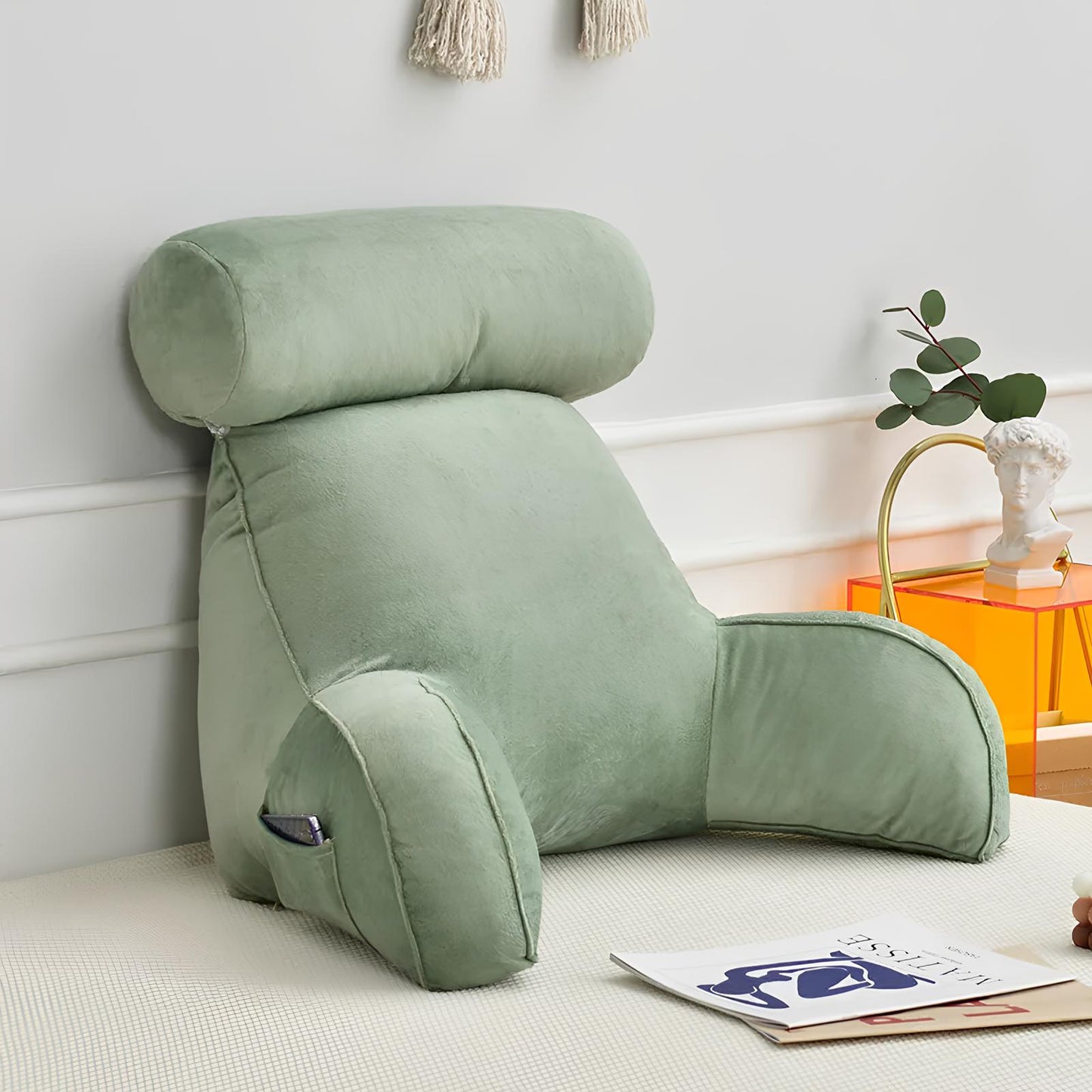 Ultra Soft Memory Foam Reading Pillow Office Sofa Bedside Back Cushion, Lumbar Support, Backrest - Homevalley.co.uk